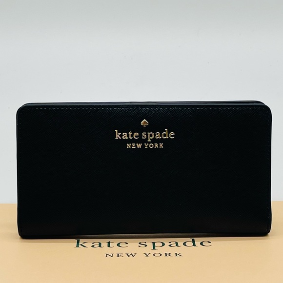 Kate Spade Staci Large Slim Bifold Wallet Black - Picture 2 of 7